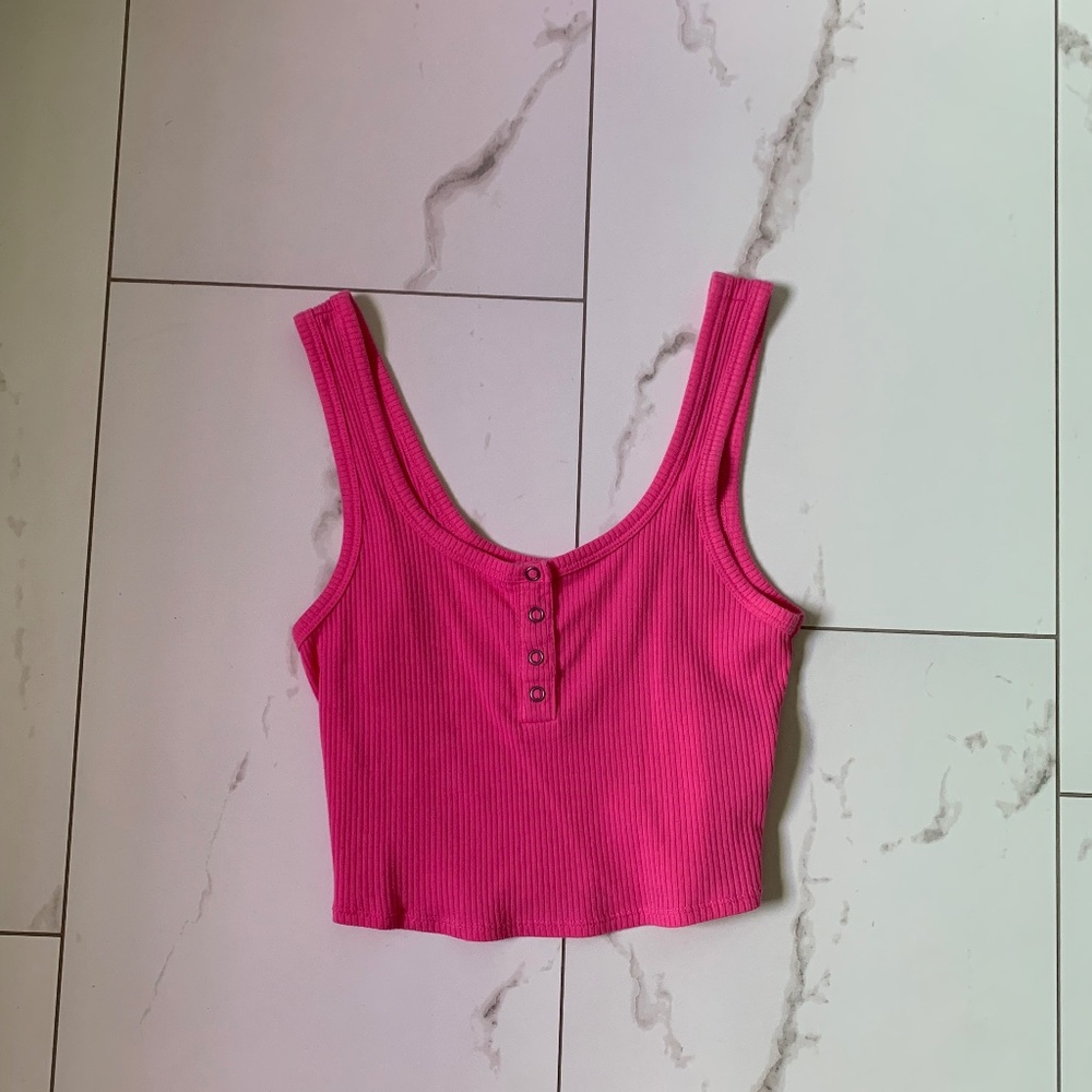 AEROPOSTALE PINK HENLEY CROP TOP